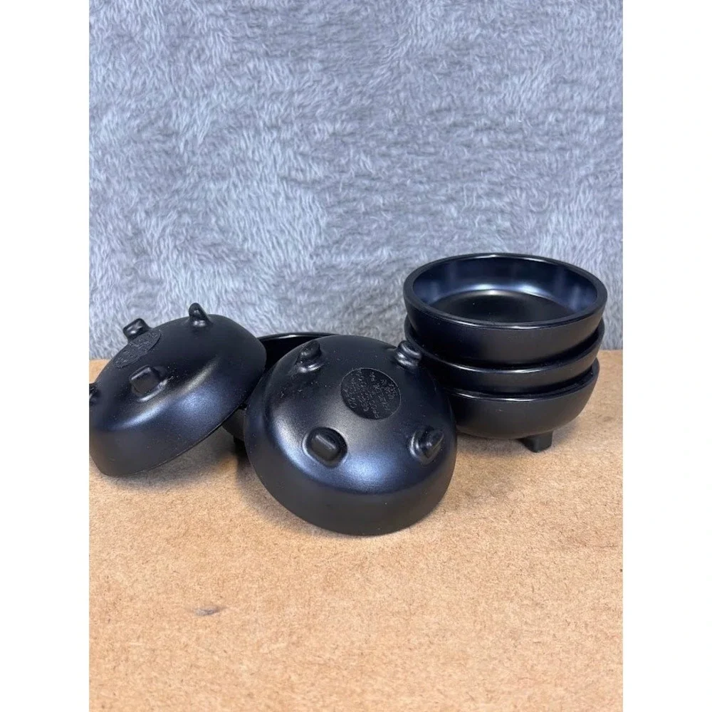 Black Melamine 3in Footed Ramekin Dipping Bowls Set of 6 Gessner Products 0354